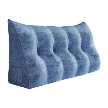Headboard Reading Pillow Bed Wedge Pillow Printed Blue Velvet