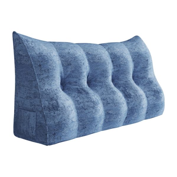 Headboard Reading Pillow Bed Wedge Pillow Printed Blue Velvet