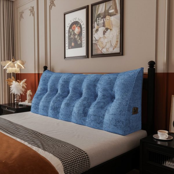 Headboard Reading Pillow Bed Wedge Pillow Printed Blue Velvet - Image 7