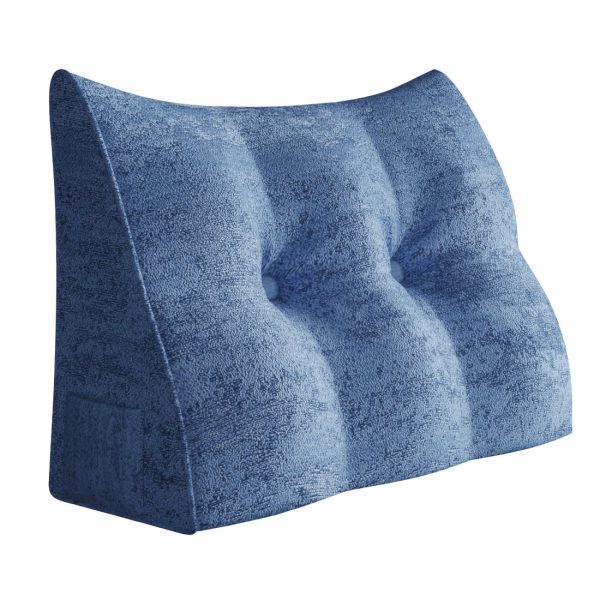 Headboard Reading Pillow Bed Wedge Pillow Printed Blue Velvet - Image 9