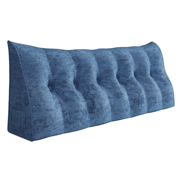 Headboard Reading Pillow Bed Wedge Pillow Printed Blue Velvet - Image 10