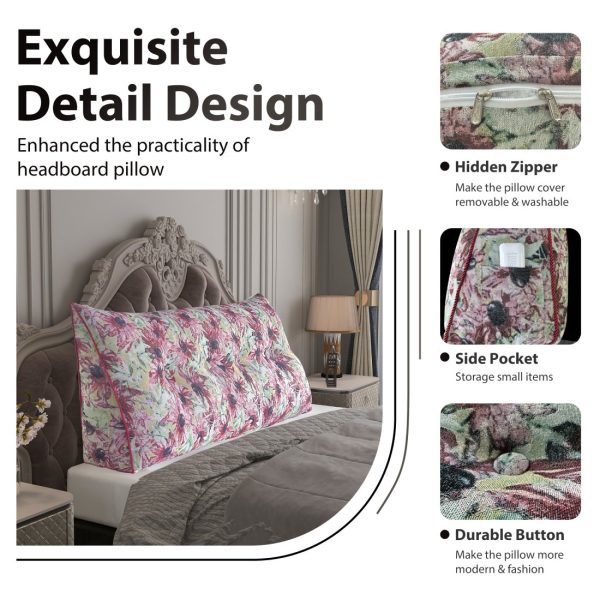 Bed Wedge Pillow Backrest Support with Side Pocket - Image 5