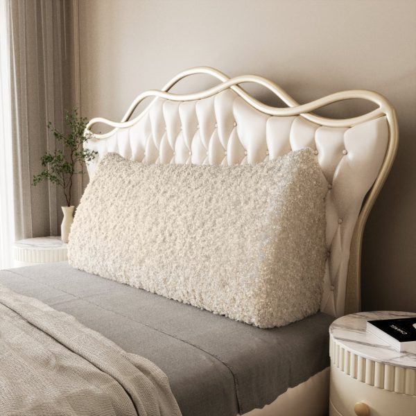 Bed Wedge Pillow Headboard Bolster Beige Wool Rolls - Image 2