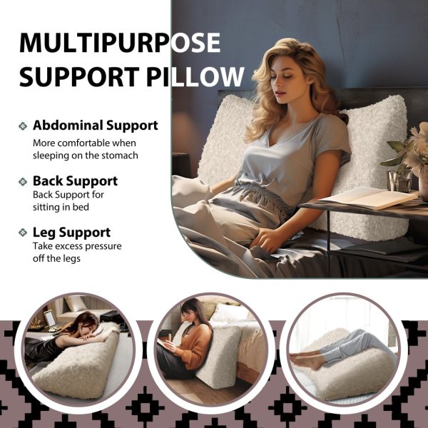 Bed Wedge Pillow Headboard Bolster Beige Wool Rolls - Image 4