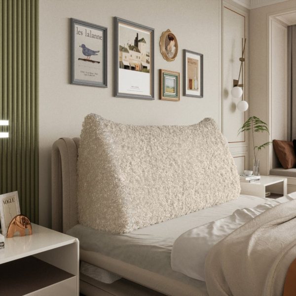 Bed Wedge Pillow Headboard Bolster Beige Wool Rolls - Image 6