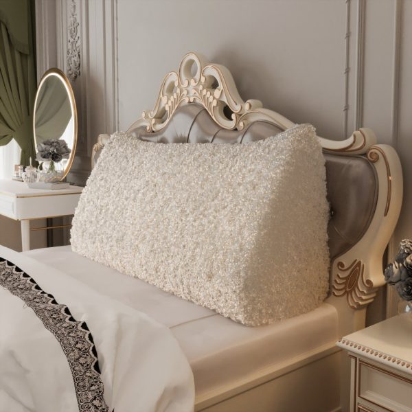 Bed Wedge Pillow Headboard Bolster Beige Wool Rolls - Image 7