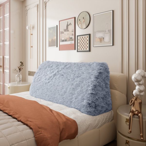 Headboard Wedge Pillow Blue Plush Large Reading Pillow - Image 7