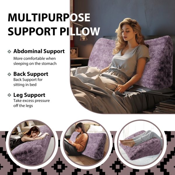 Headboard Wedge Pillow Purple Plush Large Reading Pillow - Image 5