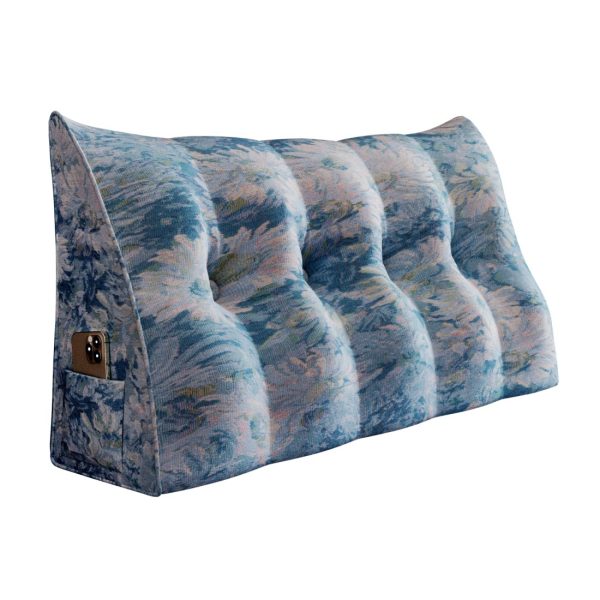 Triangular Headboard Pillow for Sleeping with Side Pocket