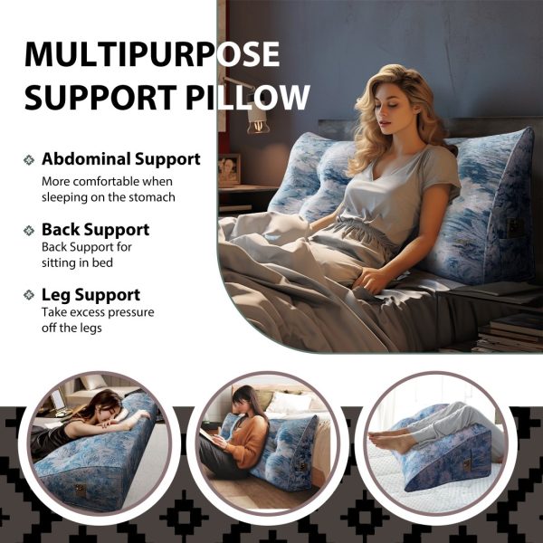 Triangular Headboard Pillow for Sleeping with Side Pocket - Image 4
